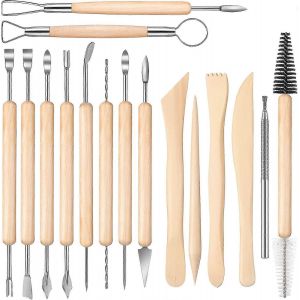 Nouveaux Produits En 2023,16 Pièces De Poignée En Bois D'argile Poterie D'outils De Sculpture En Argile Polymère Ensemble D'outils De Bricolage Poignée En Bois - Neuf