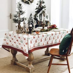 (Rouge, 140x230cm) No&euml;l Nappe Polyester Rectangulaire Nappe Anti-Tache Machine Nappe, Adapt&eacute; Pour L'ext&eacute;rieur Pique-Niques, La Cuisine Et Les Repas De F&ecirc;tes - Neuf