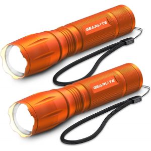 Eryi-Lampe De Poche Led 2 Pièces, 2200 Lumens Lampe Torche Led Lampe Torche Puissante Avec 5 Modes, Ip65 Lampe Tactique Étanche Enfants Pour Le Camping, Le Plein Air, L'urgence-Orange - Neuf