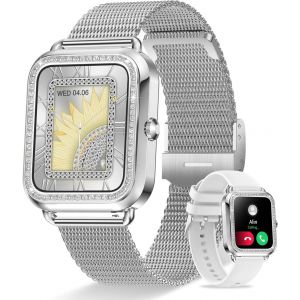 Montre Connectée Femme Appels Bluetooth Assistants Vocal, 1.59"" Smartwatch Fréquence Cardiaque Sommeil Spo2 Fonction Féminine Montre Sport Podomètre Calories Montre Femme Pour Android Ios - Neuf