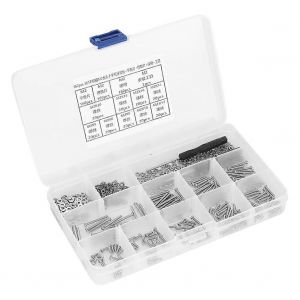 Jeu de 662 vis M2 en acier inoxydable 304 à tête cylindrique cruciforme + rondelle élastique plate + écrou - Neuf