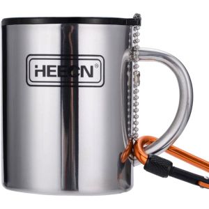 Cmws-&reg; Tasse De Camping Isotherme - Mug &Agrave; Double Paroi Inox 400 Ml Avec Couvercle Herm&eacute;tique Et Mousqueton - Tasse Metal Randonn&eacute;e Hess-038bbk - Neuf
