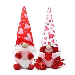 Lot de 2 poup&eacute;es naines en peluche pour la Saint-Valentin, couple sans visage, faites &agrave; la main, figurines de vacances, jouets d&eacute;coratifs pour d&eacute;coration de table, cadeau de Saint-Valentin - Neuf