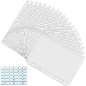 20 Pi&iquest;&iquest;ces Classeur Budget A5, Pochettes Classeur A5 Plastique Pochette Budget Enveloppes Budget 6 Trous Pochette Document Zipp&iquest;&iquest;e A5 Pouch Binder Pockets pour Documents Esp&iquest;&iquest;ces Cartes de Cr&iquest;&iquest;dit - Neuf