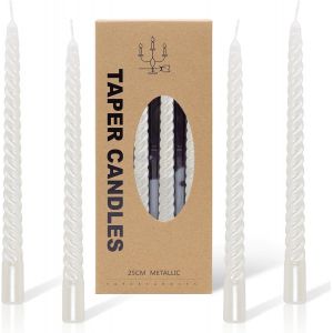 KALANKA-Lot de 4 bougies coniques blanches en spirale torsadées - Ne goutte pas - Pour mariage, Halloween, Saint-Valentin, Noël, fête d'anniversaire - Neuf