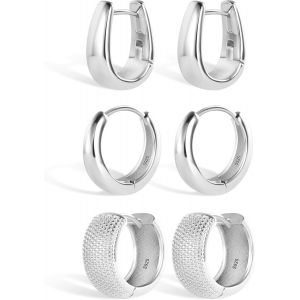 Kal-Boucles D'oreilles Cr&eacute;oles Or/Argent Set Pour Femme, Boucles D'oreilles Cartilage, Petite Creole 14k Plaqu&eacute; Or Set - Neuf