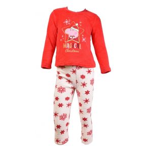 Pyjama Fille Licence : Minnie, Looney Tunes, Minions, Peppa Pig En Coton Ultra Confort Peppa Pig Hs2171 Rouge Polaire - Neuf