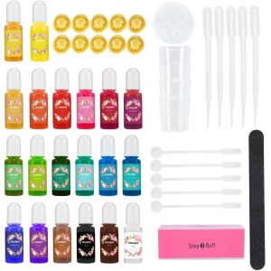 Colorant R&eacute;sine &Eacute;poxy,20 Couleurs Colorants De Savon Liquide Transparent Concentr&eacute;,Pigment De Resine Epoxy Set Naturelle Pour Fabrication Bijoux,Artisanat D'art,20 X 10 Ml - Neuf