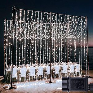Rideau Lumineux 2 Pi&egrave;ces 600 Leds 6M X 3M Rideau Lumineuse No&euml;l Alimenta Secteur, 9 Modes Guirlande Lumineuse Fen&ecirc;tre Ip65 &Eacute;tanche Pour Mariage Interieur Exterieure D&eacute;corations - Neuf