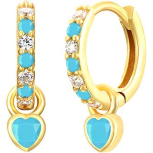 Kal-Boucles D'oreilles Cercle Or Pour Les Femmes Boucles D'oreilles Vertes Avec Vert Coeur Goutte Or Plaqué Boucles D'oreilles Dorées Hypoallergénique Cubique Zircon Pendule Vert Bijoux Pour Filles - Neuf