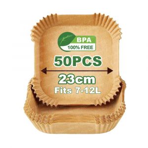 Papier De Cuisson Pour Friteuse &Agrave; Air,Doublures Carr&eacute;es En Papier Parchemin Pour Ninja/Cosori/Pot Instantan&eacute; 3-12L,Accessoires De Cuisine.23Cm 50Pcs. - Neuf