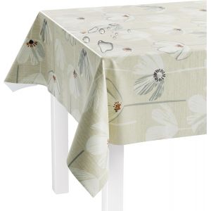 Sjzg-Nappe Lavable Au M&egrave;tre - 180 X 140 Cm (Bord Coup&eacute;) - Motif Floral Graphique Vert - Imperm&eacute;able - Id&eacute;ale Comme Nappe Ou Chemin De Table Pour Tente &Agrave; Bi&egrave;re - Neuf