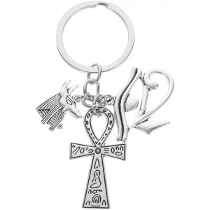 CAUC-Oeil des Horus Porte-cl&eacute;s en &eacute;tain Croix &Eacute;gypte Symbole de Charme Ankh Portefeuille Pendentif Hippie Ornement Voiture Porte-cl&eacute; pour Anubis - Neuf