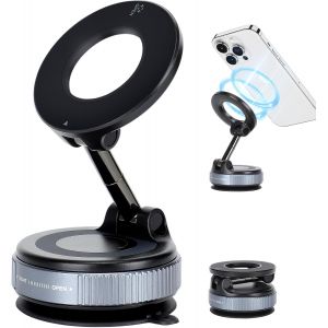 Magnetique Vide Porte Telephone, Pliable Porte Telephone Voiture pour Mag-Safe R&eacute;glable &agrave; 360&deg; avec Forte Aspiration Ventouse pour Voiture/Salle de Sport/Miroir/Douche pour iPhone et Android - Neuf