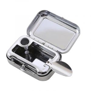 Mini cendrier à cigarettes en métal portable Cendrier de mode avec couvercle verrouillable Étui à cendres de bureau Cendrier de poche extérieur Cadeau pour homme - Neuf