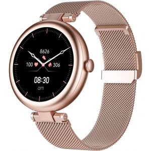 Shang Wing Lynn Montre Connectée Femme Ronde Petite 1,09 Pouce Elegante Montre Sport Cardio Podometre Marche Saturation Oxygène Montre Intelligente Multifonctions Idee Cadeau Noel Femme Noir - Neuf