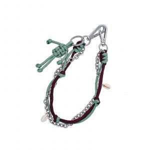 PU Trousseau de Charme, du Vert de Cuir d'unit&eacute; centrale Accessoire D&eacute;coratif pour les Sacs, Sacs &agrave; dos, et des Jeans avec Chaine en M&eacute;tal - Neuf