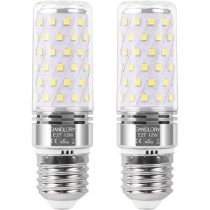Ampoule Led E27 Blanc Froid,12w 1350 Lumen Led Lampe Équivalent Ampoules Halogène 100w,Lumière Du Jour 5000k,E27 Led Mais À Angle De Faisceau 360°,Ac 175-265v,Non Variable,Lot De 2 - Neuf