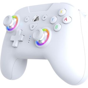 Hljhj-- Manette Sans Fil Pour Switch 2 / Switch - Bluetooth Avec Led, Vibrations Et Gyroscope - Blanc - Neuf