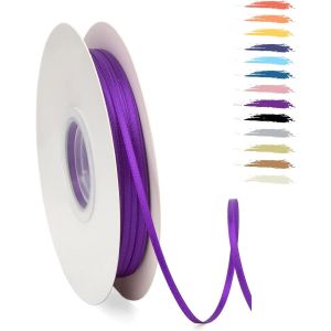3mm Violet Fin Ruban Satin Pour Emballage Des Cadeaux,95 M&egrave;tres Polyester Rubans Pour Bouquets,Ballon,Couture,N?uds,G&acirc;teau,Satin Ruban Roll Pour D&eacute;coration De Mariage/Anniversaire/No&euml;l/F&ecirc;te - Neuf
