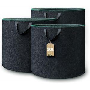 ERYI-® Sac De Plantation Geotextile (3 Pièces) - 30L Haute Capacité (Ø 35,6Cm Hauteur 30,5Cm) - Sacs À Plantes Pour Pommes De Terre, Tomates, Fraises Et Autres Plantes - Neuf