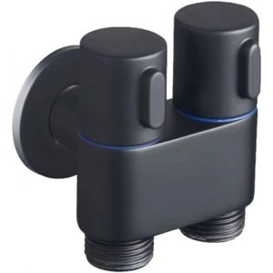 JGD-1 robinet mural - Robinet d'équerre 1 en 2 - Arrêt - Robinet de salle de bain à double contrôle pour auto-nettoyage (noir) - Neuf