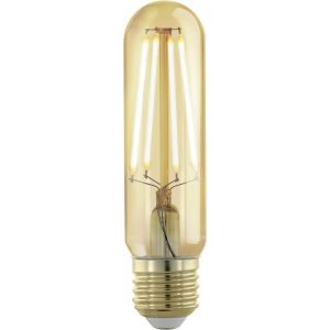 Kal-Ampoule Led Tube E27 Dimmable, Lampe Edison À Incandescence Golden Vintage, Éclairage Rétro, 4 Watts (Correspond À 28 Watts), 300 Lumens, Blanc Chaud, Doré, 1700 Kelvin, T32, Ø 3,2 Cm - Neuf