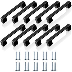 10 pièces Poignée Meuble 128mm Métal, Robuste et Durable Poignée Placard Facile à Installer, Ensemble de Poignée Porte Cuisine Noir - Neuf
