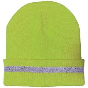 Chapeaux Tricotés Unisexes À Rayures Réfléchissantes,Jaune Fluorescent - Neuf