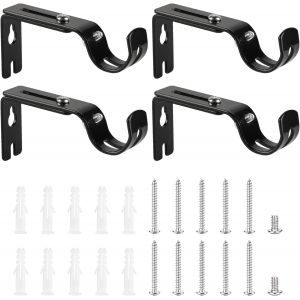 Lot De 4 Supports De Tringle À Rideaux Robustes Et Réglables Pour Tringles À Rideaux De 25 Mm,Supports De Tringle À Rideaux En Métal Argenté,Supports De Tringle À Rideaux,Supports De Suspension - Neuf