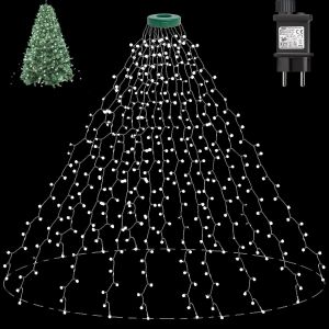 Guirlande Lumineuse Sapin No&euml;l 400 LED Lumiere Sapin de No&euml;l avec Anneau, 8 Modes 16 x 2m Sapin de No&euml;l Lumineux Etanche pour Deco Sapin No&euml;l F&ecirc;te Interieur Exterieur D&eacute;coration - Blanc Froid - Neuf
