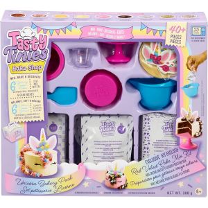 Tasty Tinies-Pack Anniversaire Gateaux Licorne-Kit P&acirc;tisserie Cr&eacute;atif pour Enfants d&egrave;s 6 Ans-6 Pr&eacute;parations pour G&acirc;teaux + Sachets Gla&ccedil;age + D&eacute;co Licorne + Accessoires-Cuisson Micro Ondes - Neuf
