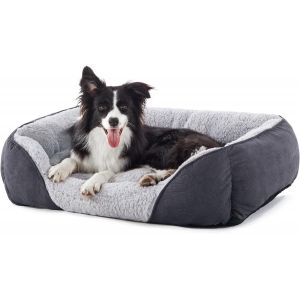 Panier Chien Moyen Taille - Lit Pour Chien Duveteux Lavable, Antid&eacute;rapant Panier Pour Chien, Lit Chien Pour Moyen Chien Et Chat, Confortable Et Apaisant M(63&times;53&times;20 Cm Gris) - Neuf