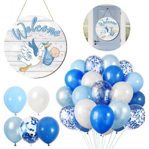 KALANKA-32 Pi&egrave;ces Welcome Baby Bienvenue Bebe Bienvenue Welcome Home Ballon Gender Reveal Panneau de Bienvenue D&eacute;coration B&eacute;b&eacute; Gar&ccedil;on D&eacute;coration de Chambre de B&eacute;b&eacute; D&eacute;coration de F&ecirc;te d'Anniversaire - Neuf