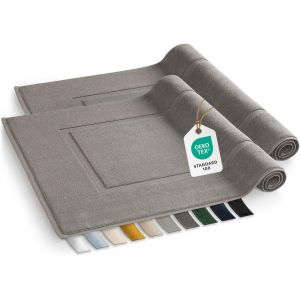 KAL-Tapis De Bain Absorbant - 100% Coton 50X80 Cm - Certifié Oeko-Tex - Lot De 2 En Gris Pour Salle De Bain Et Douche - Neuf