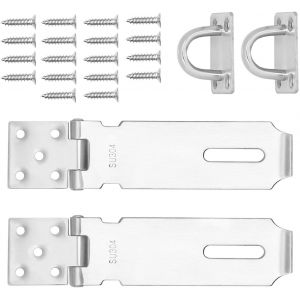 ChenQuanSarl-Fermoir Pour Cadenas En Acier Inoxydable Loquet De Porte 304 Moraillon Porte Cadenas De Sécurité Fermoir Porte-Cadenas Brossé Finition Avec Vis Pour Portes Armoire Tiroir Placard, Argent - Neuf