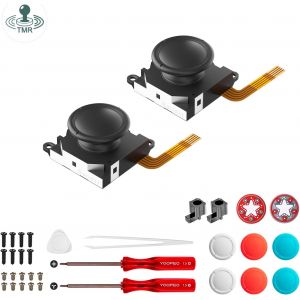 GuliKit TMR Joysticks Remplacement pour Switch OLED/Switch/Switch Lite JoyCon,No Drift Stick Pièces de Rechange pour Joycon,avec Outils de Réparation,4 Couleurs Capuchons de Pouce-1 Paire - Neuf