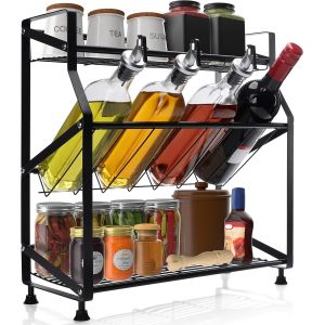 Porte Epices Cuisine à 3 Niveaux-Rangement Epices Cuisine en Fer sur Pied-Etagere a Epices et Herbes Noire-Idéal pour les Armoires,les Comptoirs et les Placards - Neuf