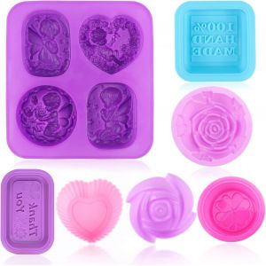 KAL-Moule En Silicone 10 Empreintes Pour Savon Et Pâtisserie, Moules De Cuisine, Moules À Savon Ange, Forme De Savon Estampillés Pour Gâteaux, Bougies, Glace, Chocolat, Gelée, Desserts, Outils De Cui - Neuf