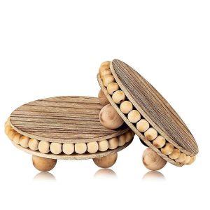 2 Contremarches En Bois,Pour Le D&eacute;cor,Sous-Verres De Ferme En Bois Cake Stand - Neuf