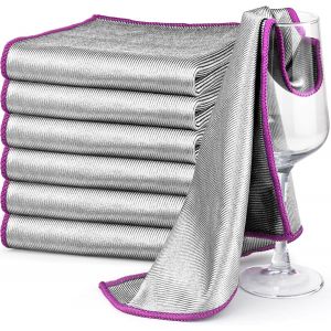 LORANKA-Chiffon Magique Microfibre, 6X Serviette sans Trace Absorbant Polissage, Lingette Essuie Verre Vitre Lunette Miroir Vaisselle Cuisine Menage Voiture, Torchon Nettoyage R&eacute;utilisable Lavable - Neuf