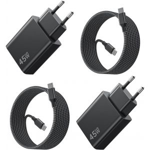 KALANKA-2Pack 45W Chargeur USB C Charge Rapide pour Samsung, 45W Chargeur Type C Charge Rapide avec 100W 2M C&acirc;ble USB C, Type C Prise Adaptateur pour Galaxy S25/S24/S23/S22/S21/S20, pour iPhone 17/16 - Neuf