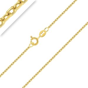 Kal-- Collier - Chaîne Argent 925/1000 - Maille Forçat Diamantée - Plaqué Or Jaune 18 Carats - Largeur : 1.5 Mm - Neuf