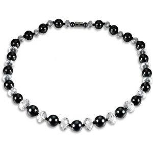 Trahoo-Hematite Collier Magnetique, Collier Magnétique - 1 Pièce - Thérapie Magnétique - Hématite - Strass - Pour Femme Et Homme - Neuf
