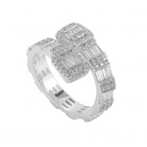 Bague Hip Hop Glacee, Plaque Or 18k, Diamant Cz Brillant (Argent, Taille 7) - Neuf