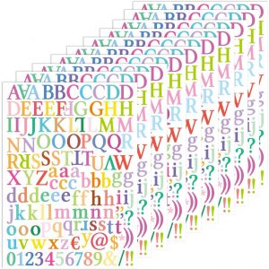 Trahoo-10 Feuilles D'autocollants De Lettres, Autocollants De L'alphabet De 1 Pouce Autocollants De Chiffres De L'alphabet Colorés Autocollants De Lettres Et De Chiffres Adhésifs Pour Bricolage, Scra - Neuf