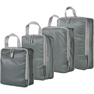 BHHBB-Lot de 4 cubes d'emballage de compression pour valise, sacs de rangement extensibles pour bagages, accessoires de voyage (gris) - Neuf