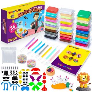 Pate a Modeler 55 Couleurs Argile Autodurcissante avec 80 Pages de Tutoriels 9 Outils 5 Accessoires P&acirc;te &agrave; Modeler Jouet Cr&eacute;atif Cadeau pour Enfant Gar&ccedil;ons Filles 3 4 5 6 7 8-12 Ans - Neuf