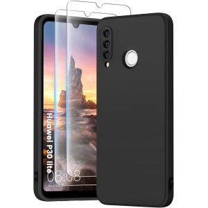 LORANKA-3 en 1 en Coque pour Huawei P30 Lite, avec 2 Verres tremp&eacute;s 9H, et Un &eacute;tui en Microfibre Souple pour Huawei P30 Lite [R&eacute;sistant aux Rayures] [Abrasion-Resistant] (Noir) - Neuf