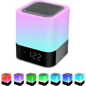 Lampe De Chevet Avec Réveil Et Haut-Parleur Bluetooth, Veilleuse Pour Décoration De Chambre À Coucher, Lampe De Table Rvb À Changement De Couleur, Cadeau Pour Adolescentes, Garçons, Cadeaux - Neuf